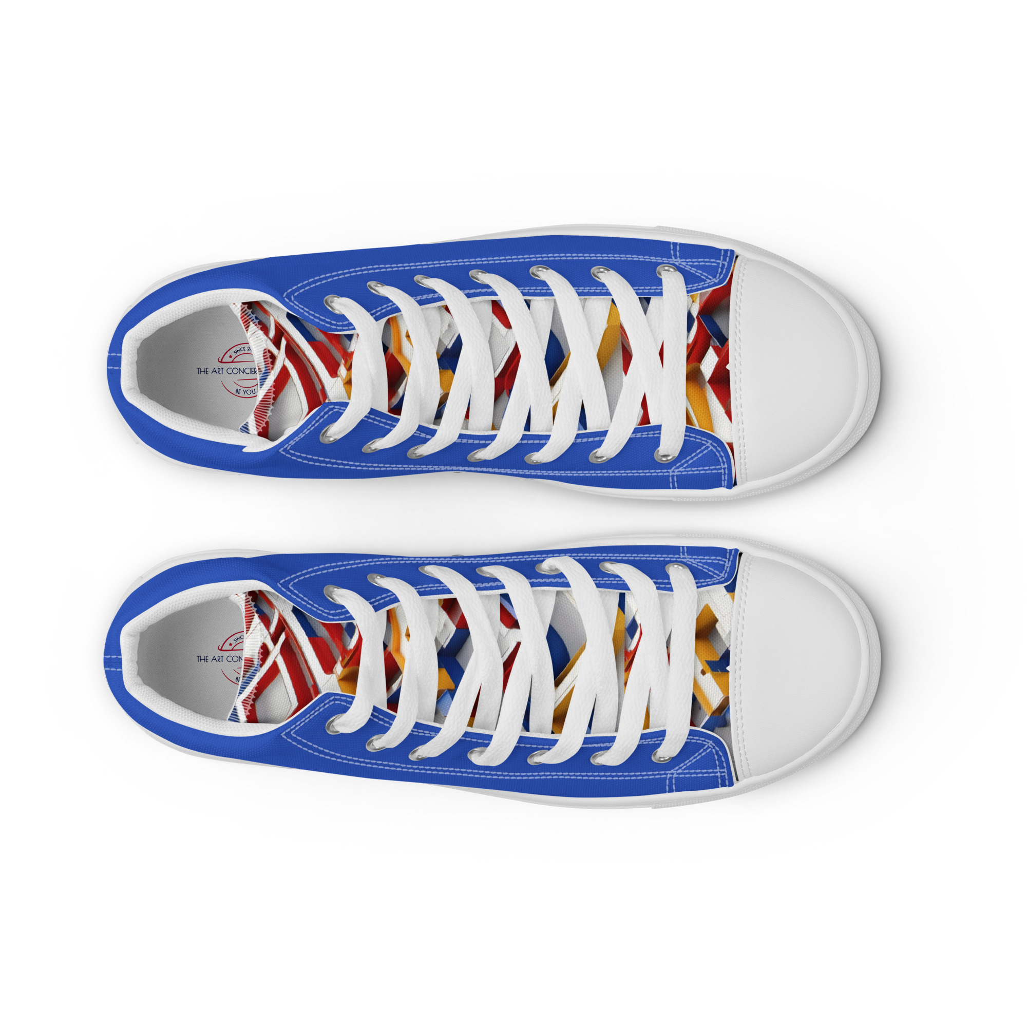 Blue And Green Tie Dye Men's High Top Shoes